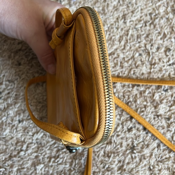 Hobo crossbody purse bag mustard yellow leather - Picture 9 of 9